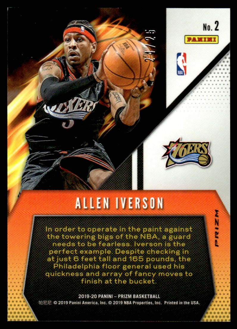 2019 Panini Prizm 2 Allen Iverson Fearless /25 76ers