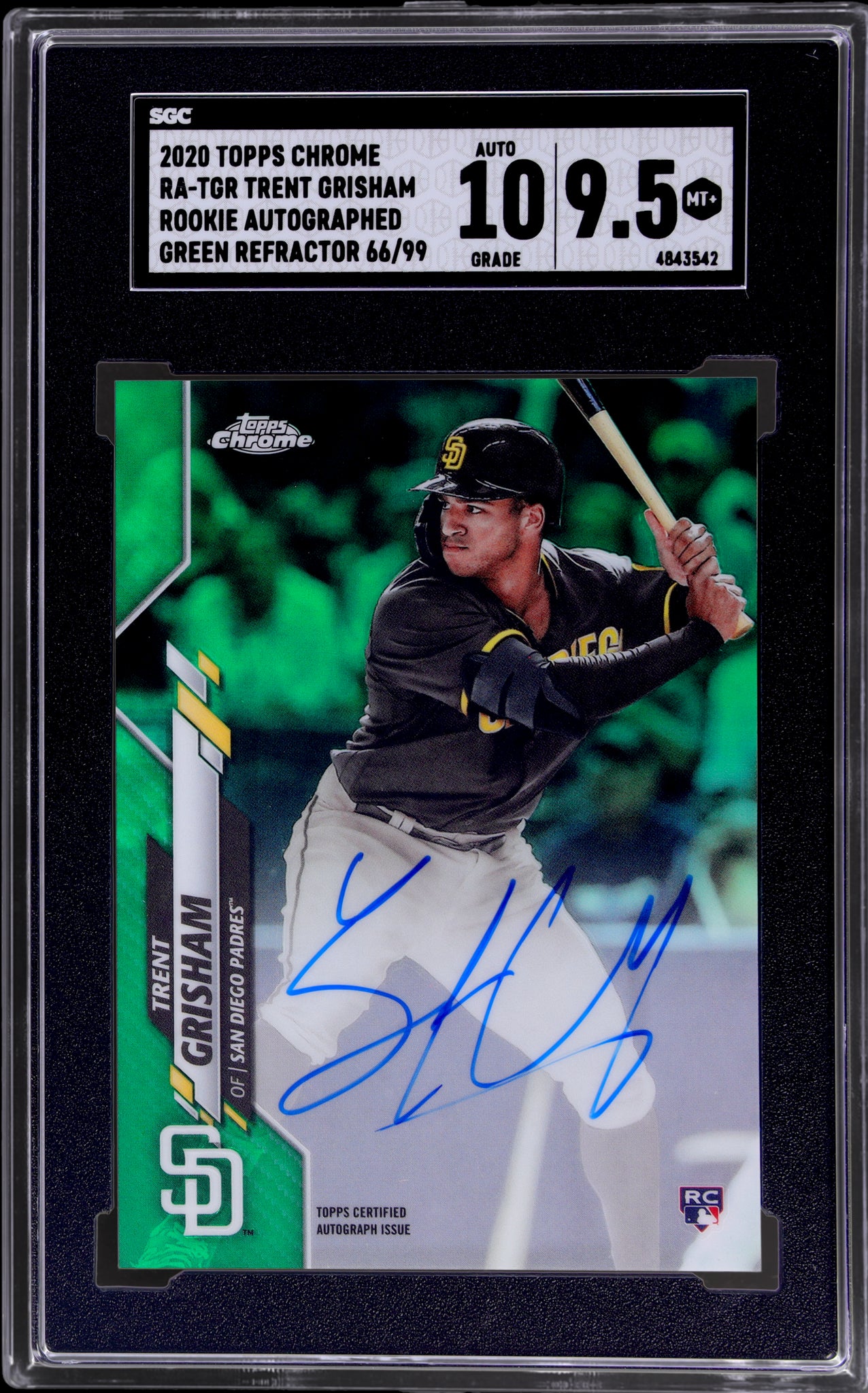 2020 Topps Chrome Rookie Autograph Green Refractor Trent Grisham /99 SGC 9.5