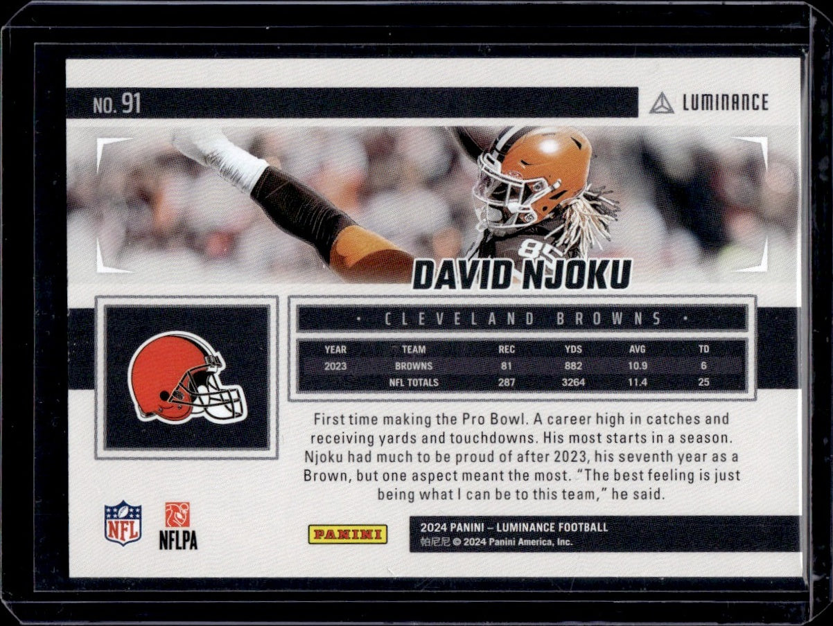 2024 Panini Luminance #91 David Njoku /299 Cleveland Browns