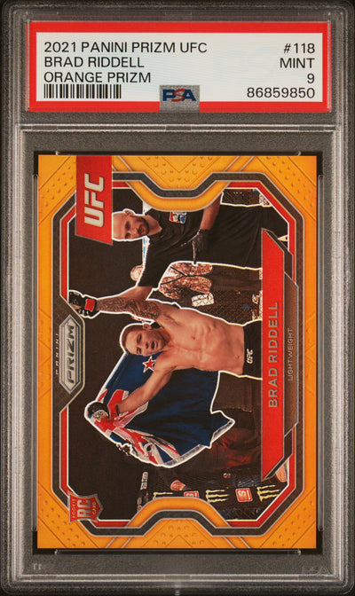 2021 Panini Prizm UFC Brad Riddell #118 Orange Prizm PSA 9
