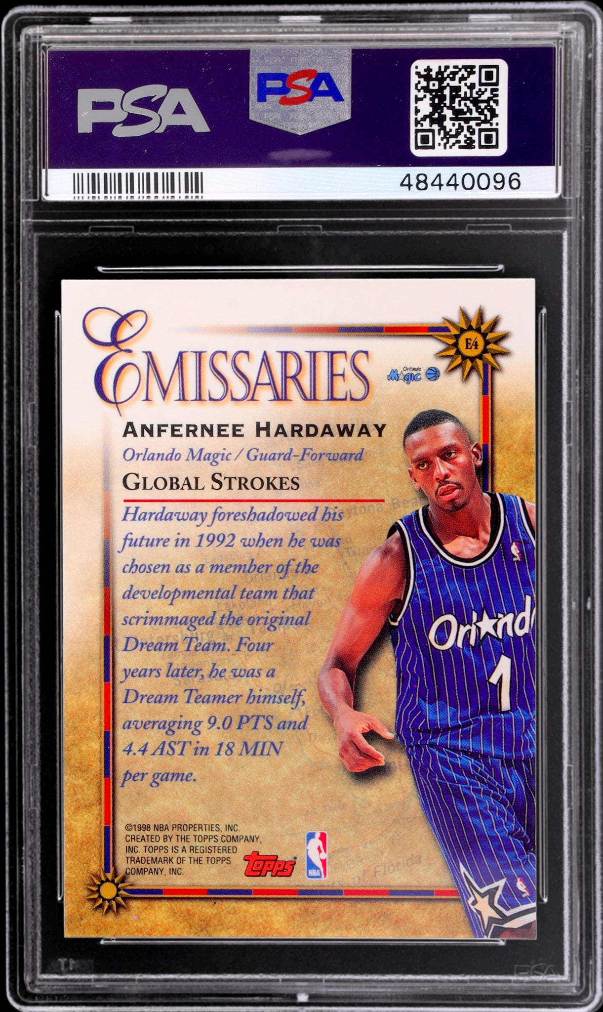 1998 Topps #E4 Anfernee Hardaway Emissaries PSA 10