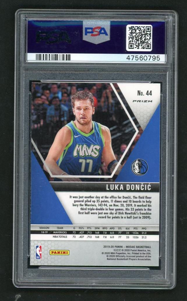 2019 Panini Mosaic Green Mosaic Luka Doncic #44 PSA 10