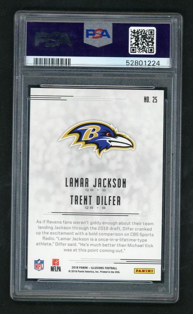 2018 Panini Illusions Lamar Jackson/Trent Dilfer #25 PSA 10