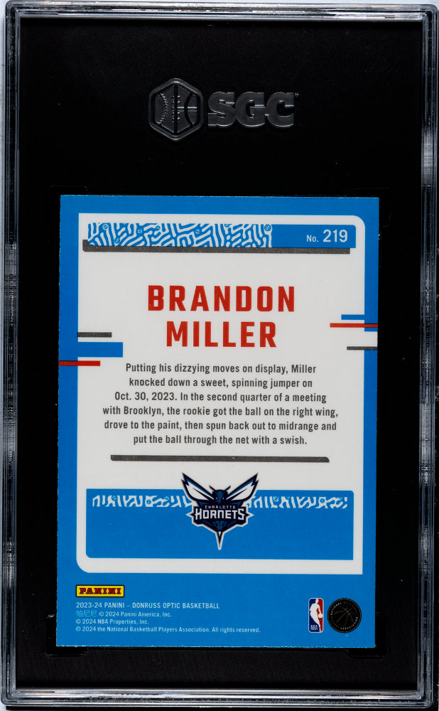 2023 Donruss Optic #219 Brandon Miller SGC 9.5