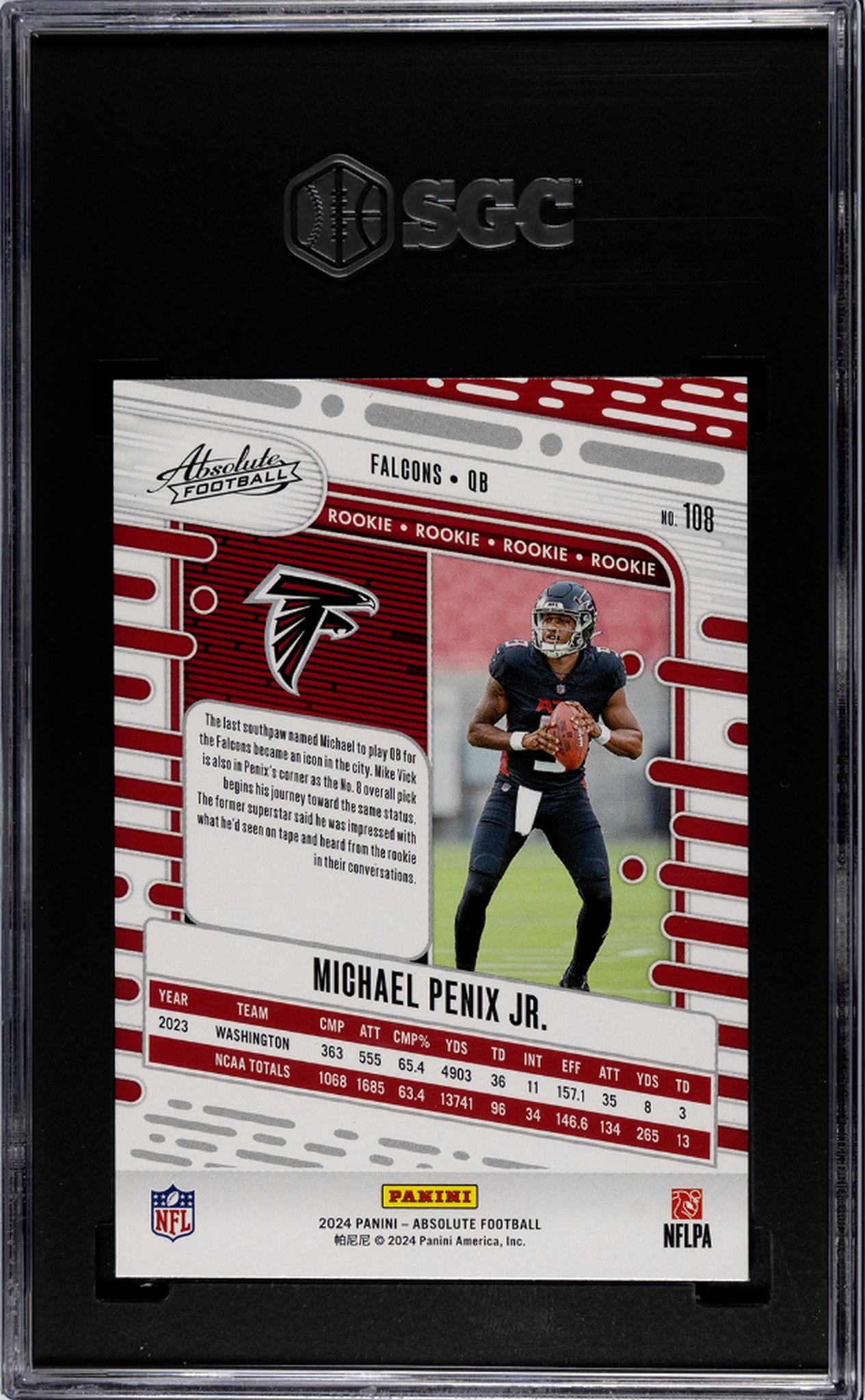 2024 Panini Absolute Michael Penix Jr. #108 RC SGC 10
