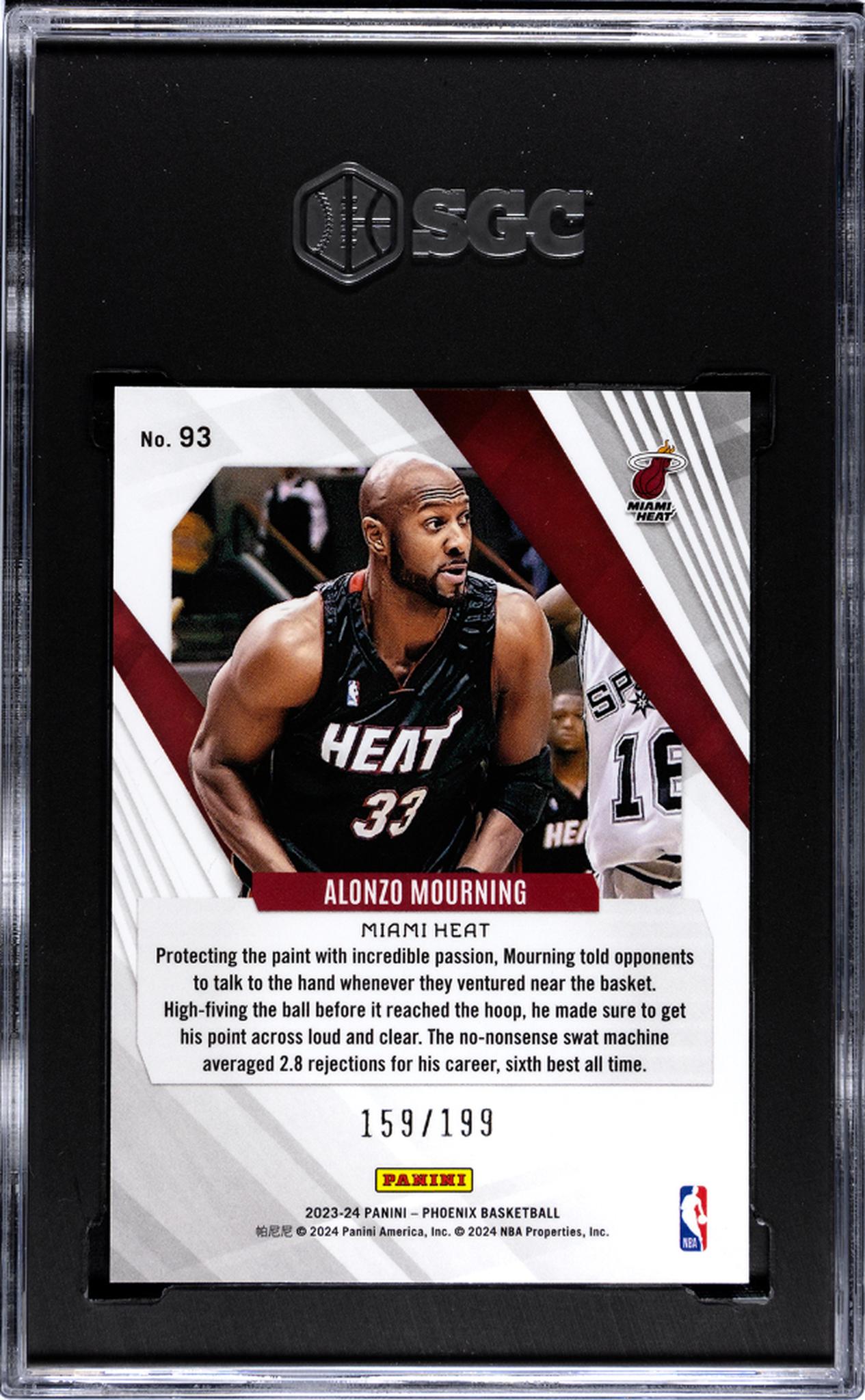 2023-24 Panini Phoenix #93 Alonzo Mourning Red 159/199 SGC 9.5