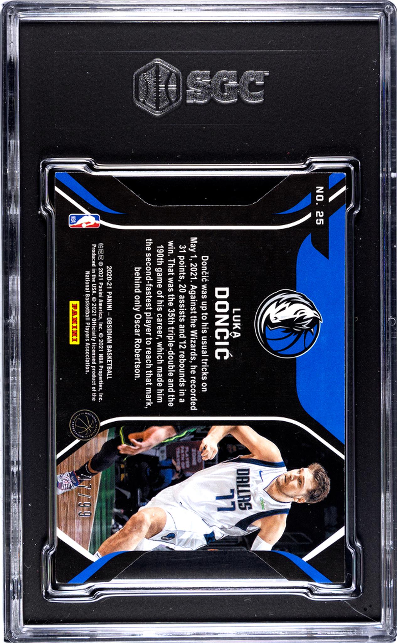 2020 Panini Obsidian #25 Luka Doncic Pitch Black /99 SGC 8.5