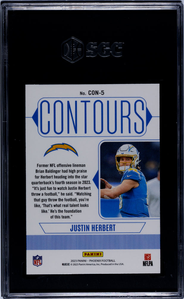2023 Panini Phoenix #CON-5 Justin Herbert Contours SGC 10