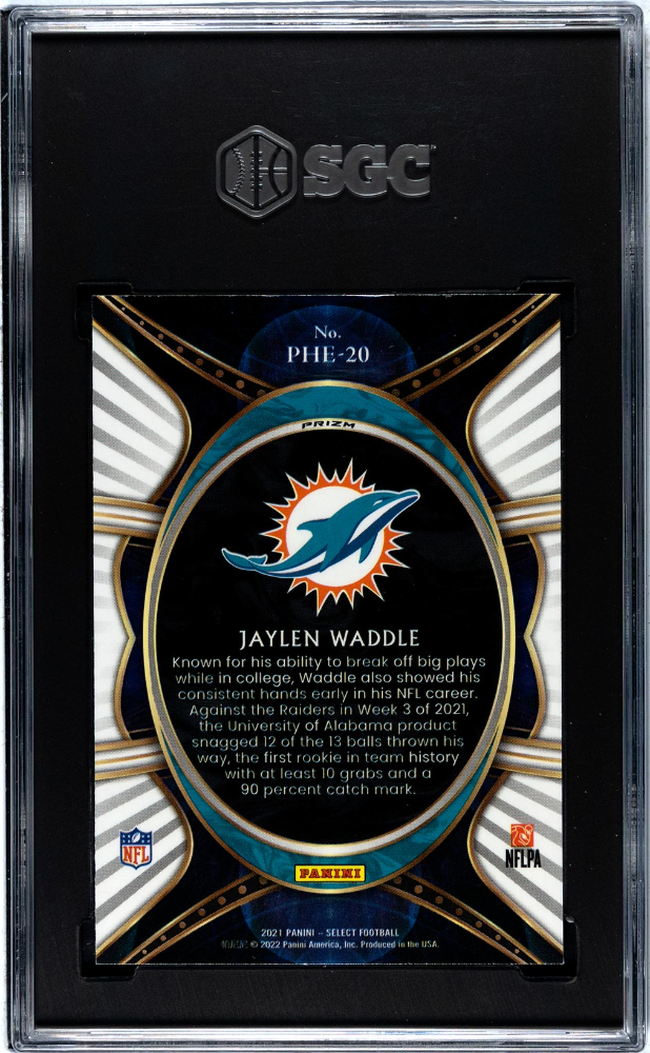 2021 Panini Select Phenomenon Silver Prizm Jaylen Waddle #PHE-20 RC SGC 9.5