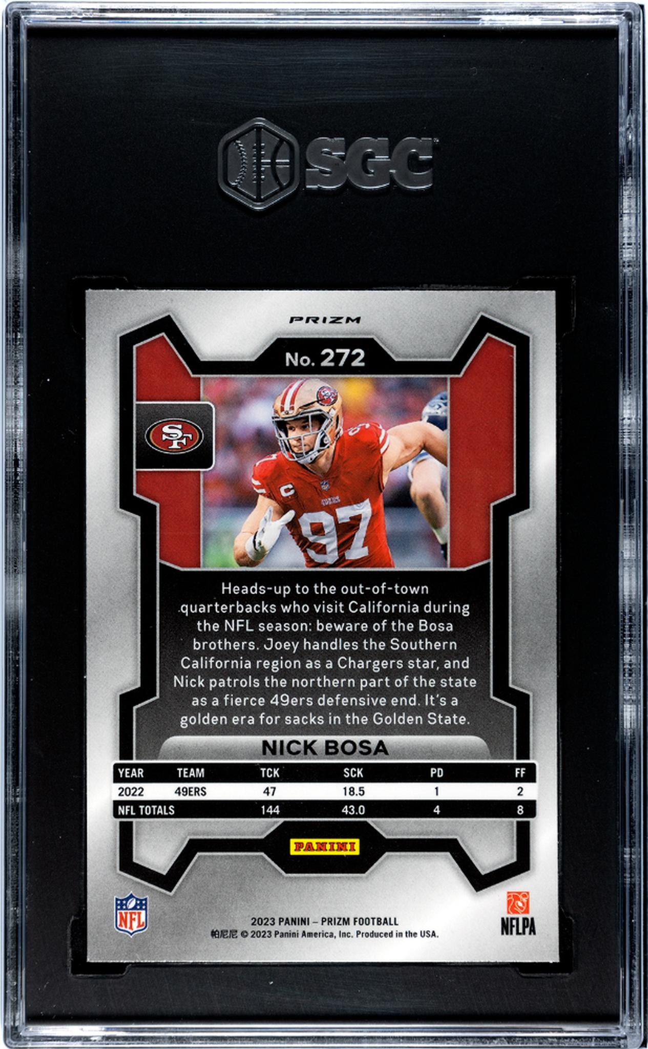 2023 Panini Prizm #272 Nick Bosa Lazer Prizm SGC 9.5