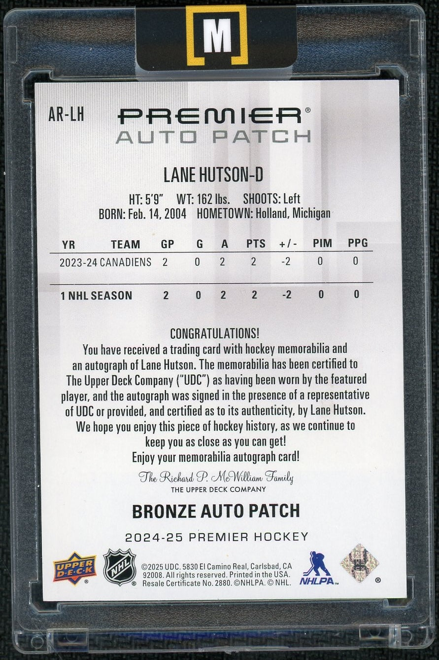2024-25 Premier AR-LH Lane Hutson Patch Auto 05/99