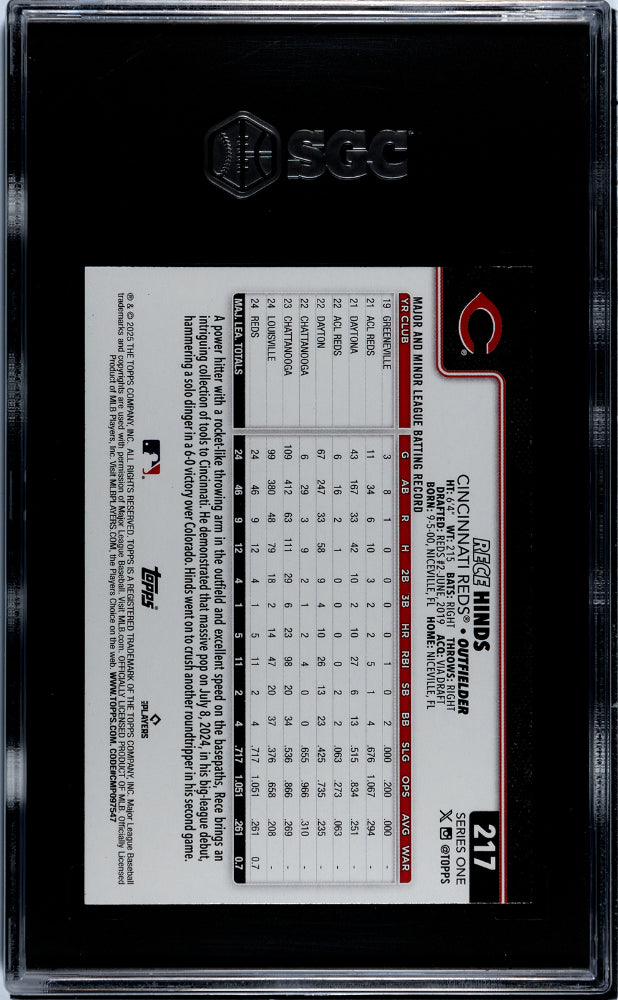 2025 Topps Series 1 Rece Hinds #217 RC SGC 10