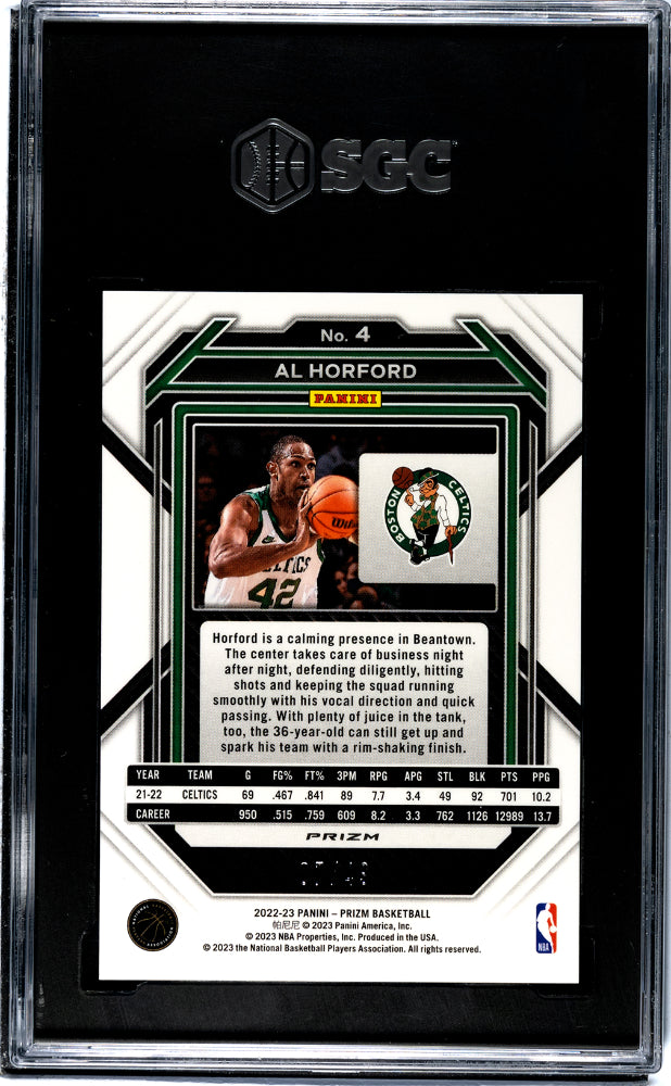 2022 Prizm #4 Al Horford Blue Choice Prizm /49 SGC 9.5