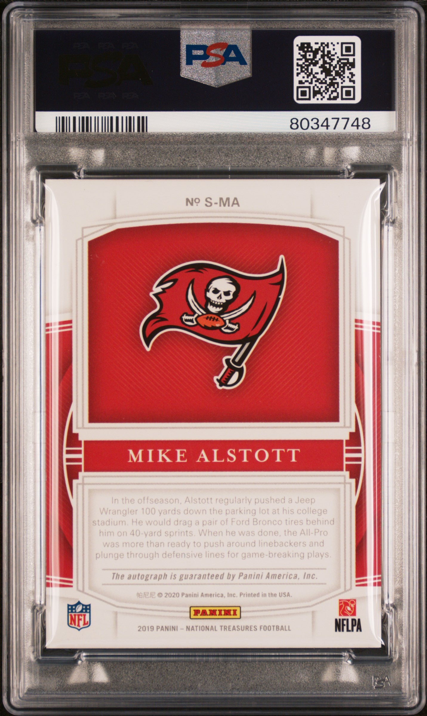 2019 National Treasures #S-MA Mike Alstott Signatures-Holo Silver /15 PSA 10