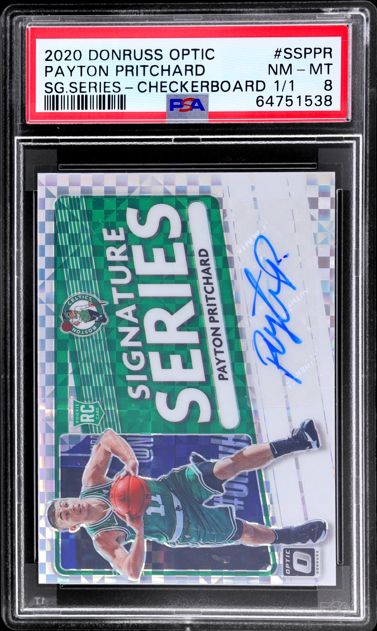 2020 Panini Donruss Optic #76 Payton Pritchard Signature Series Checkerboard /1 PSA 8