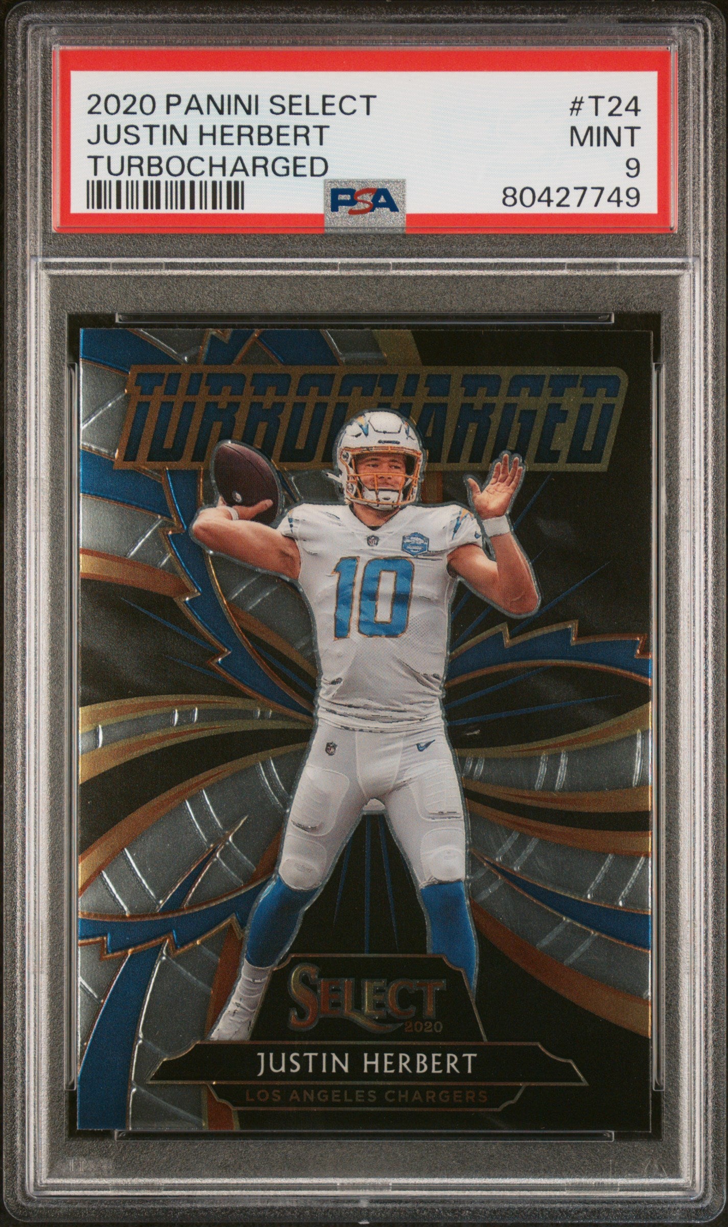 2020 Panini Select Turbocharged Justin Herbert #T24 RC PSA 9