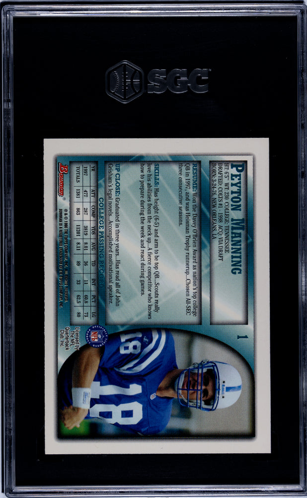 1998 Bowman #1 Peyton Manning SGC 9.5