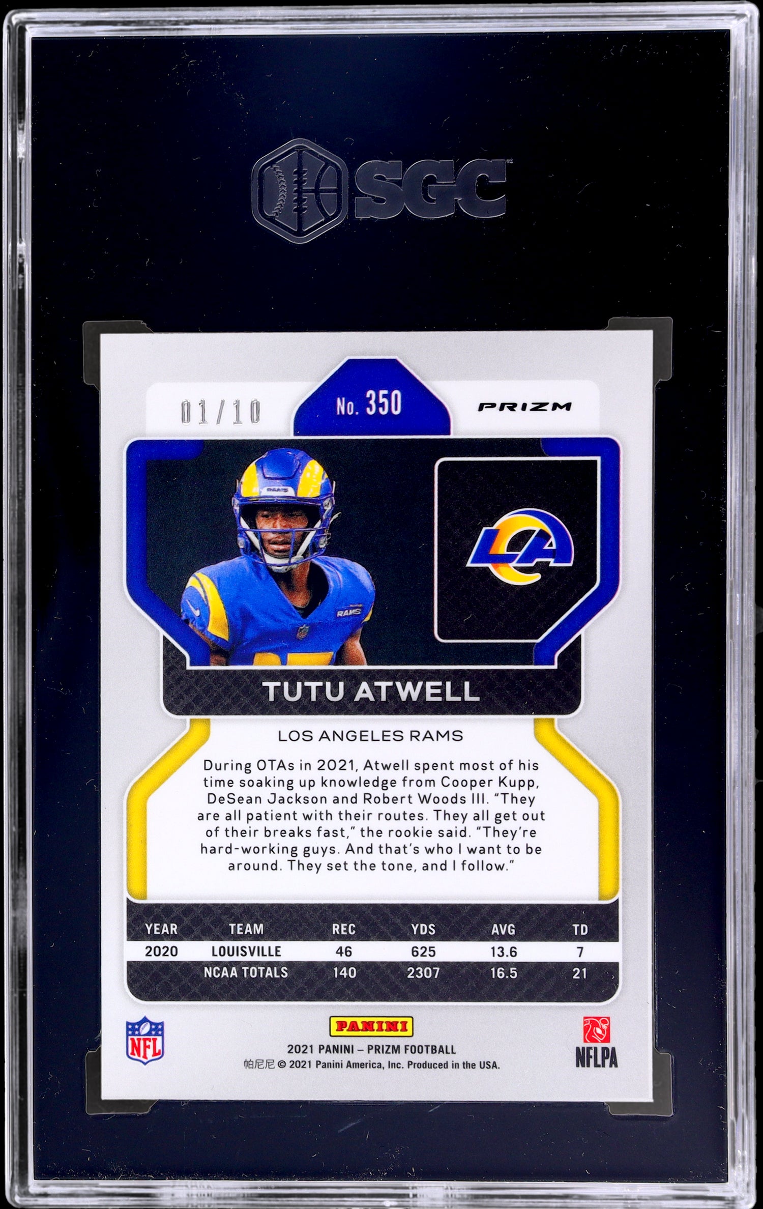 2021 Panini Prizm Gold Shimmer Tutu Atwell #350 1/10 SGC 9 RC