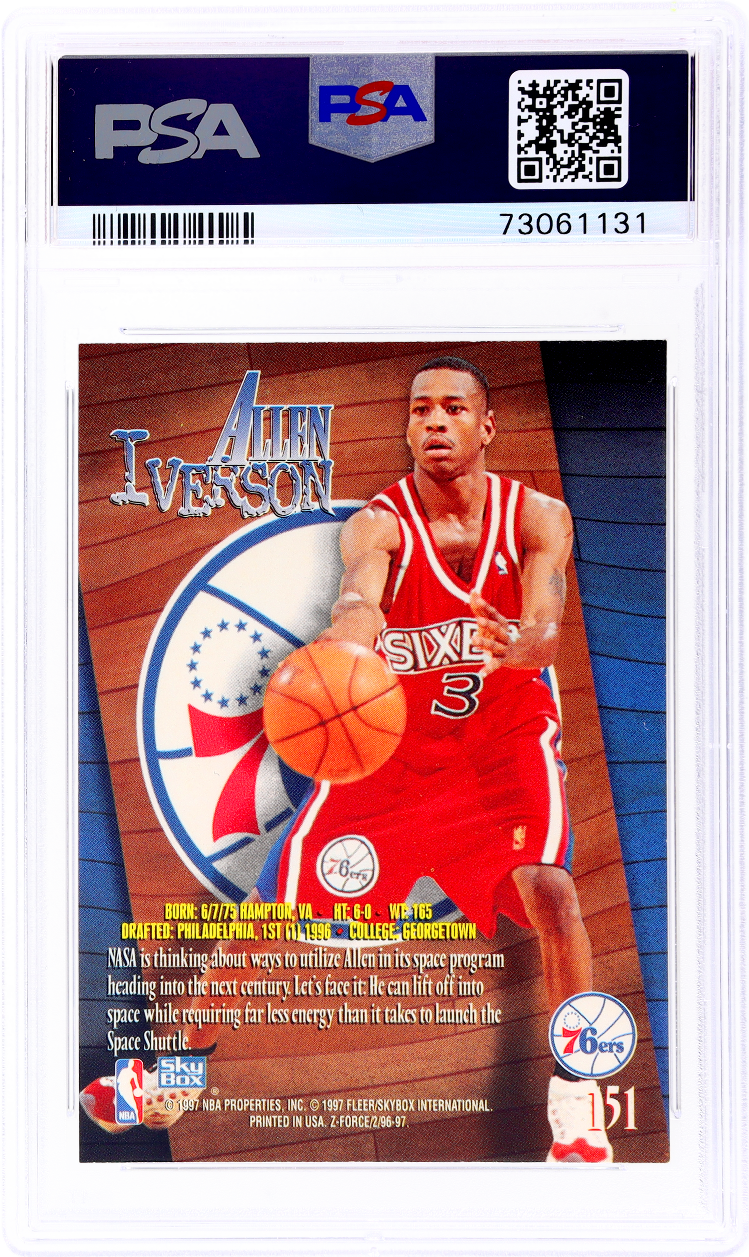 1996 SkyBox Z-Force Allen Iverson #151 RC PSA 9