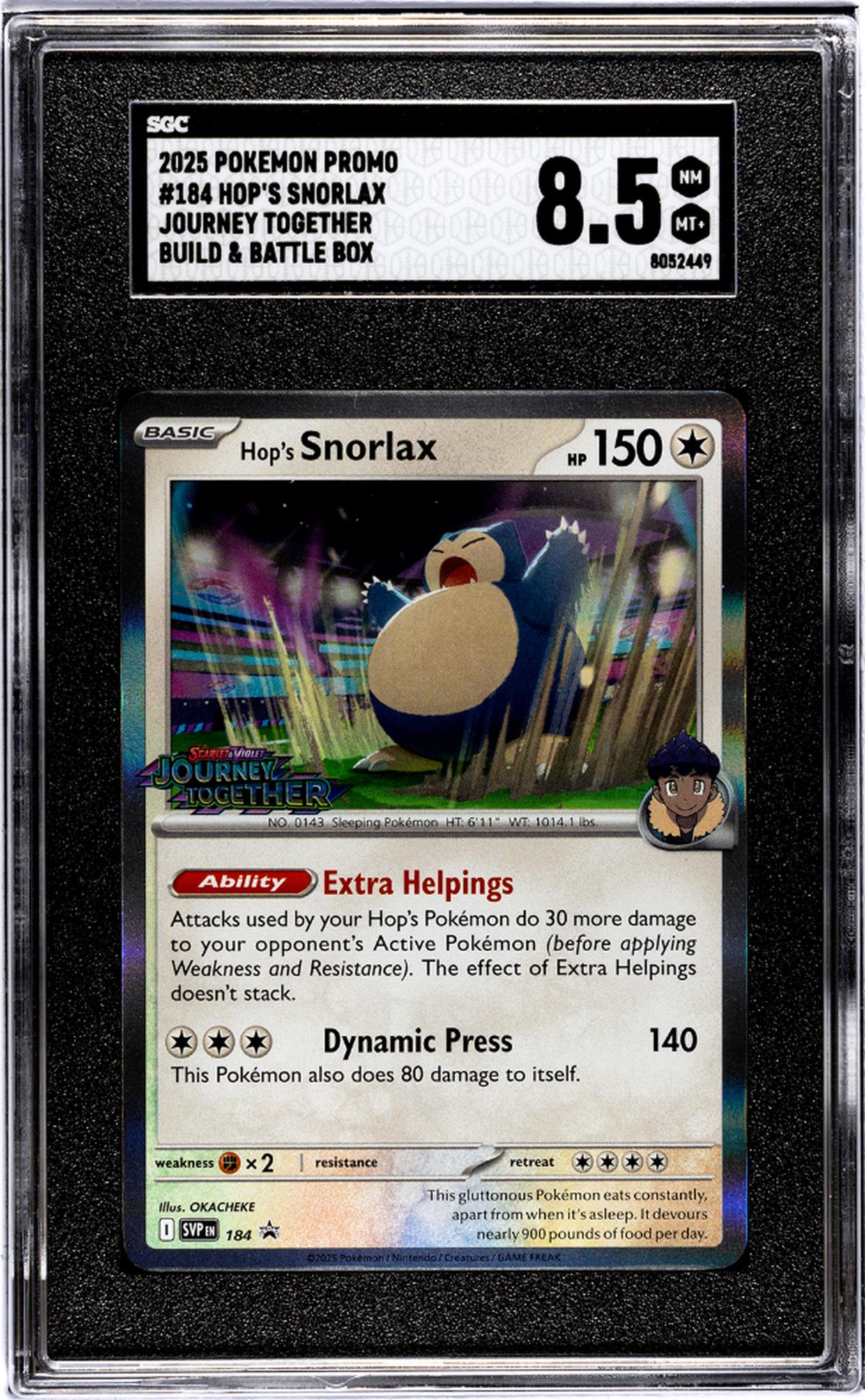 2025 Pokemon #184 Hop's Snorlax Journey Together SGC 8.5