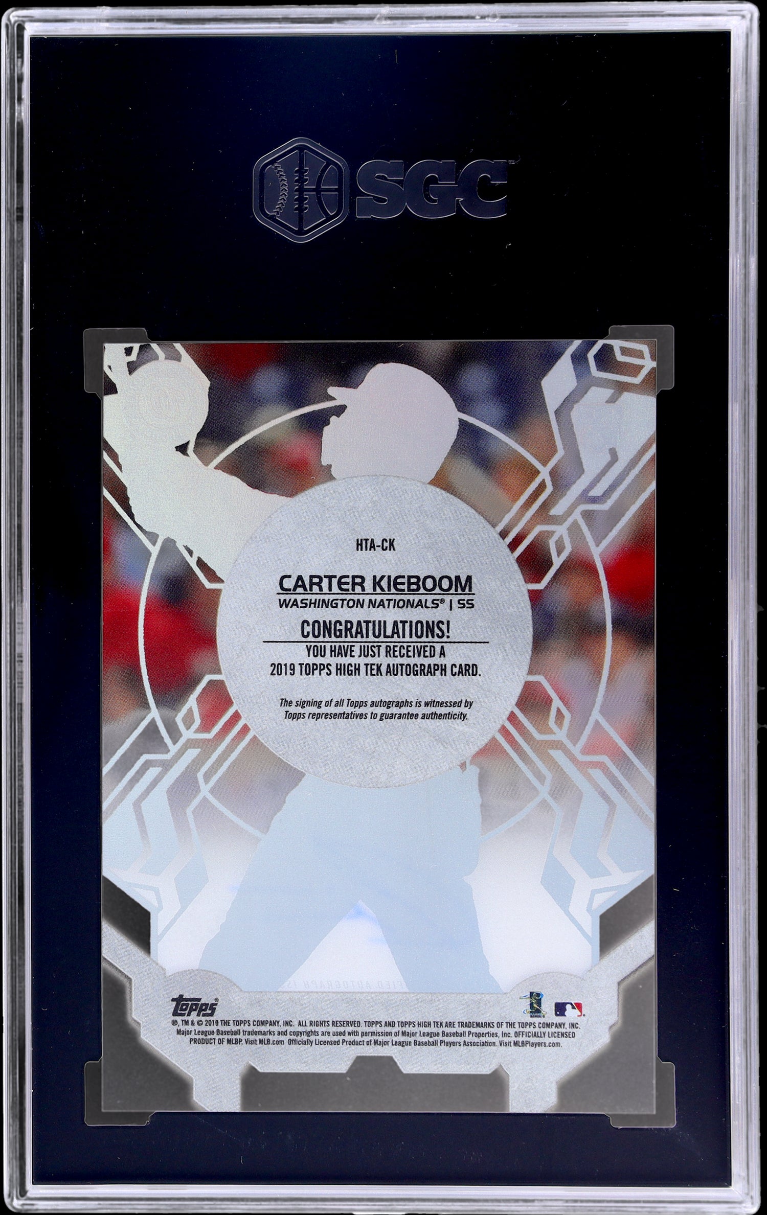 2019 Topps High Tek Carter Kieboom #HTA-CK RC Auto SGC 10 10