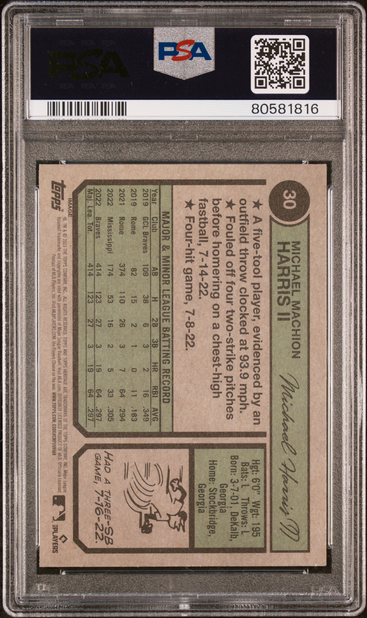 2023 Topps Heritage Michael Harris II #30 RC Image Variation PSA 10
