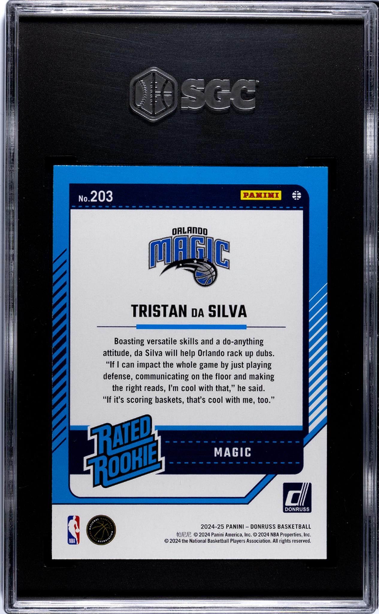 2024-25 Panini Donruss Rated Rookie Tristan da Silva #203 RC SGC 10