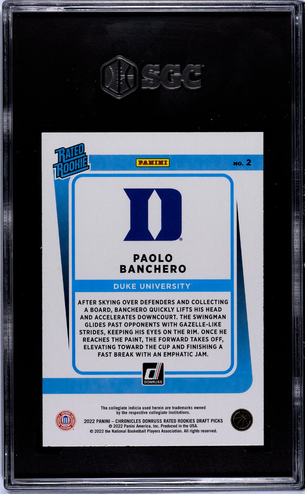 2022 Panini Chronicles Paolo Banchero #2 RC SGC 9