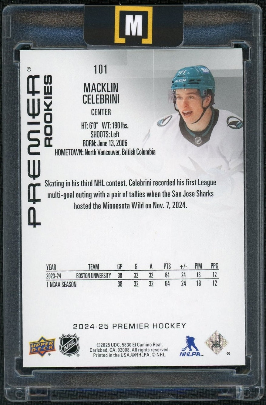 2025 Upper Deck Premier 101 Macklin Celebrini Rookies /399