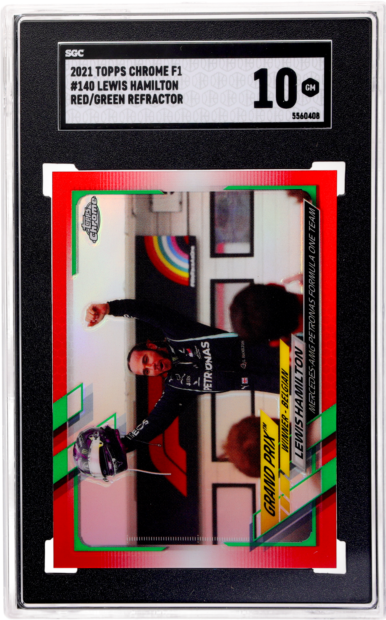 2021 Topps Chrome F1 #140 Lewis Hamilton Red/Green Ref. SGC 10