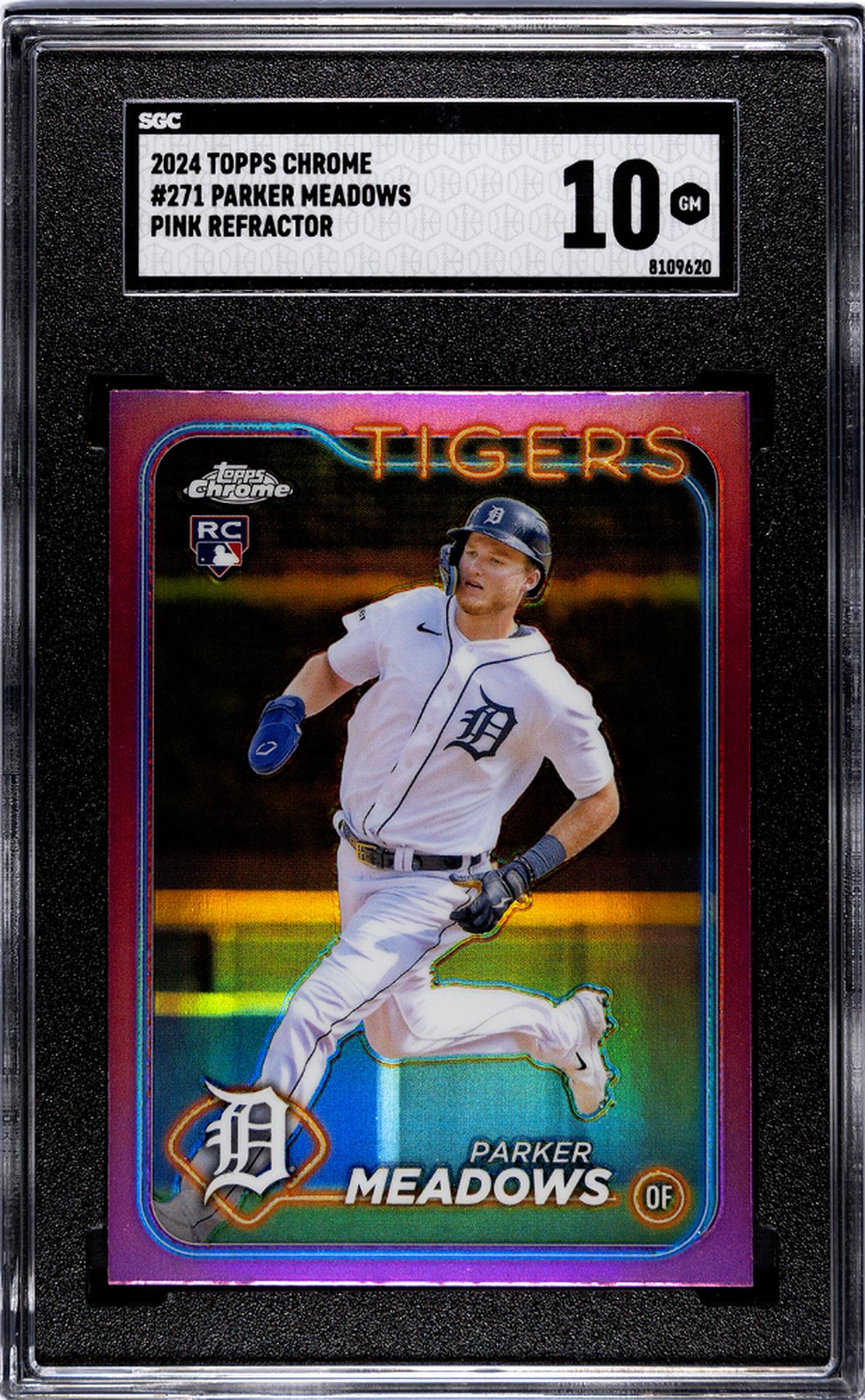 2024 Topps Chrome #271 Parker Meadows Pink Rookie SGC 10 Gem Mint 