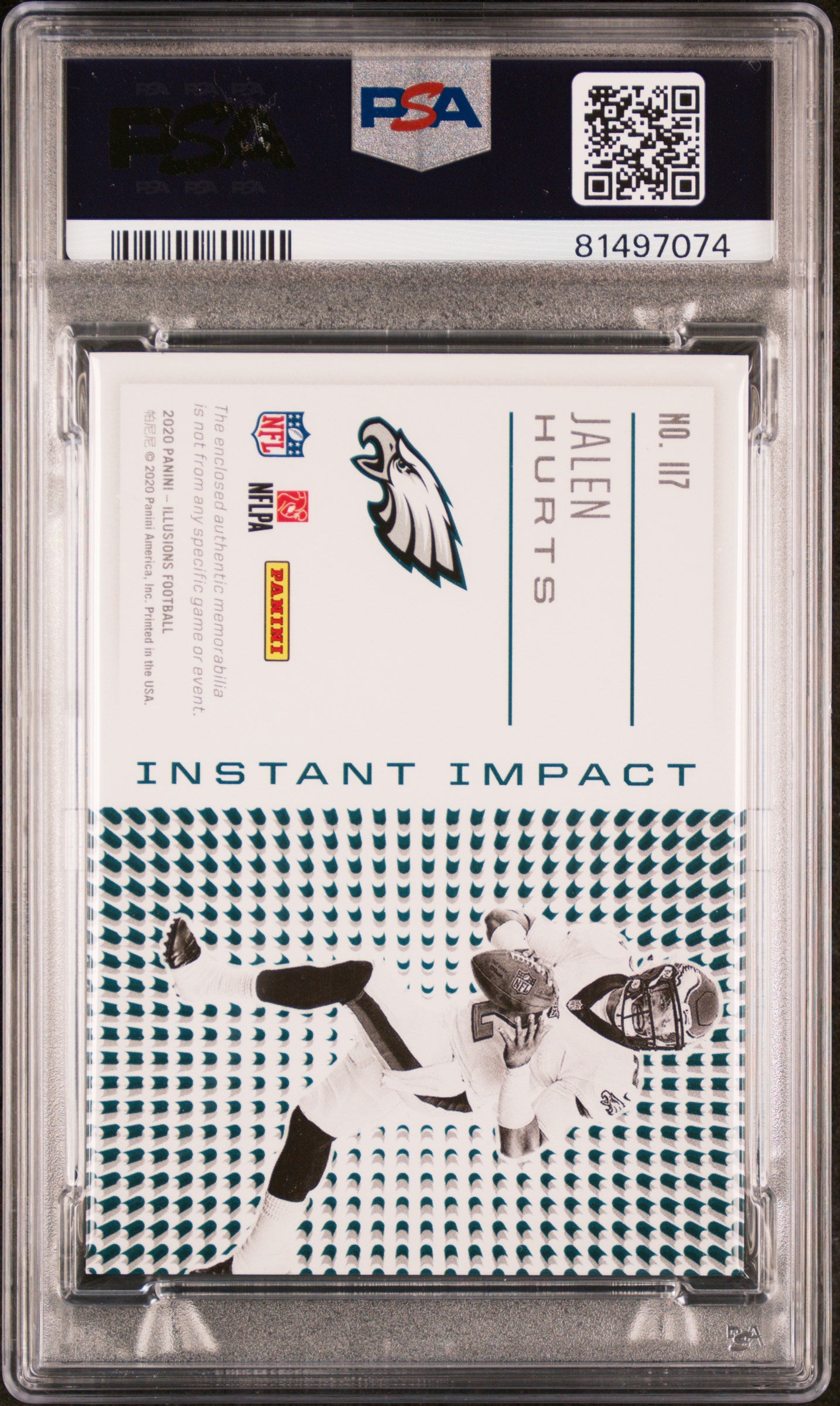 2020 Panini Illusions Instant Impact RLC-Black Jalen Hurts #II7 Patch /50 PSA 10