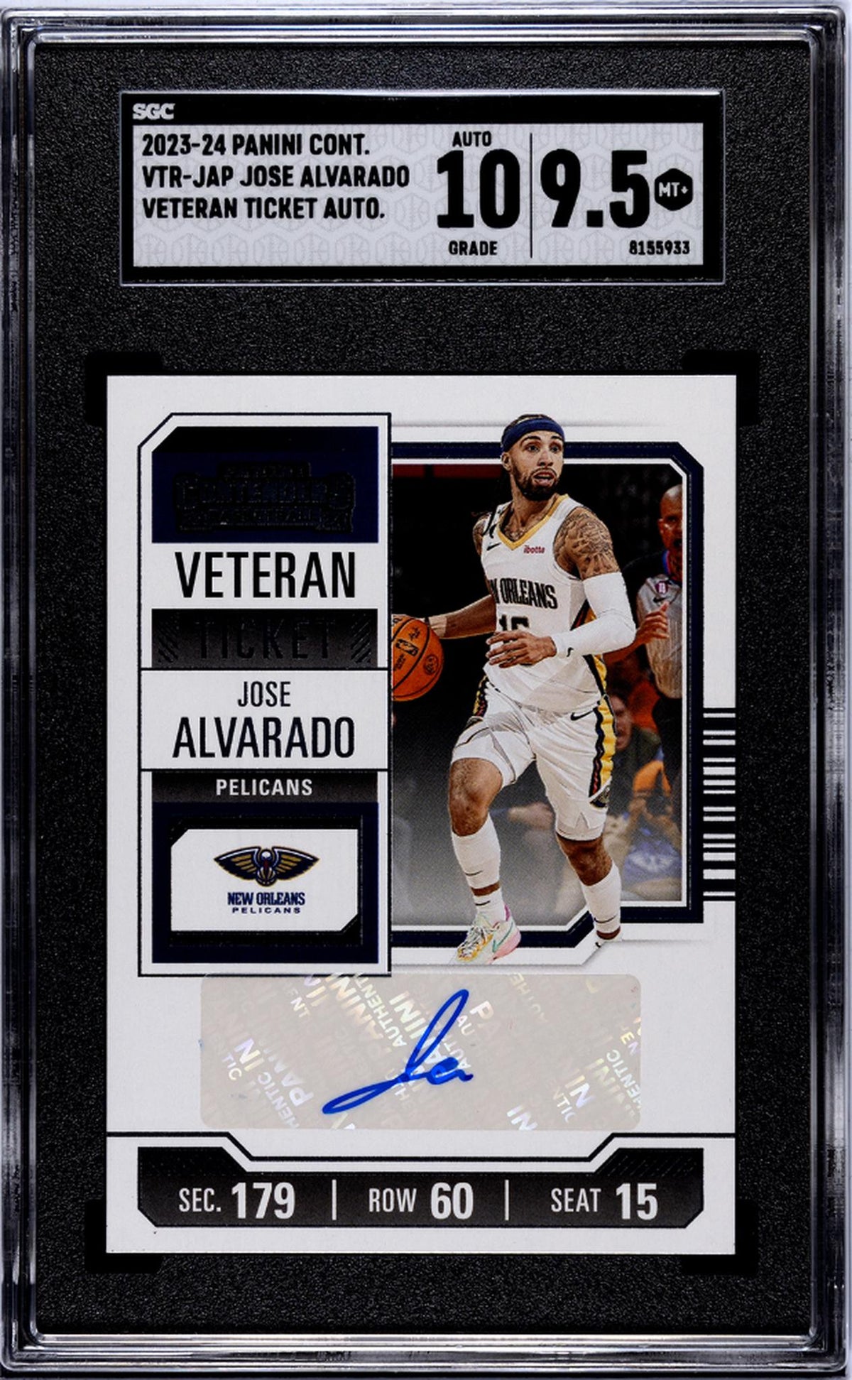 2023 Panini Contenders Veteran Jose Alvarado #VTR-JAP Auto SGC 9.5 Auto 10
