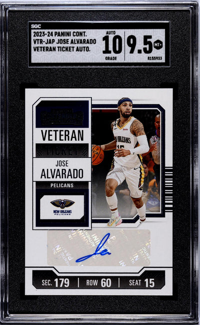 2023-24 Panini Contenders Jose Alvarado Veteran Ticket Auto #VTR-JAP SGC 9.5