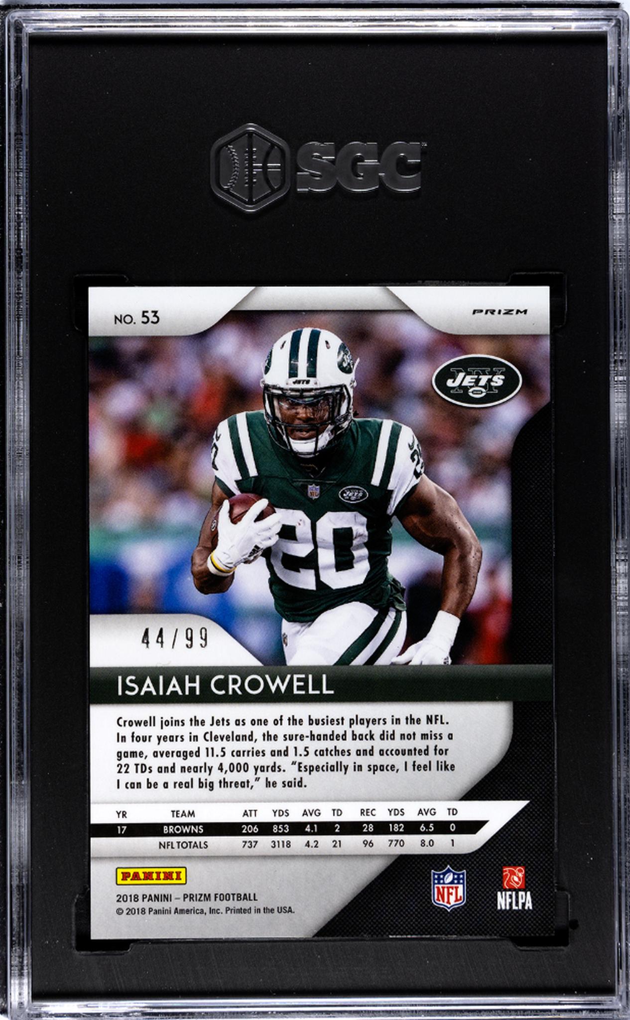 2018 Panini Prizm Blue Scope Isaiah Crowell #53 /99 SGC 10
