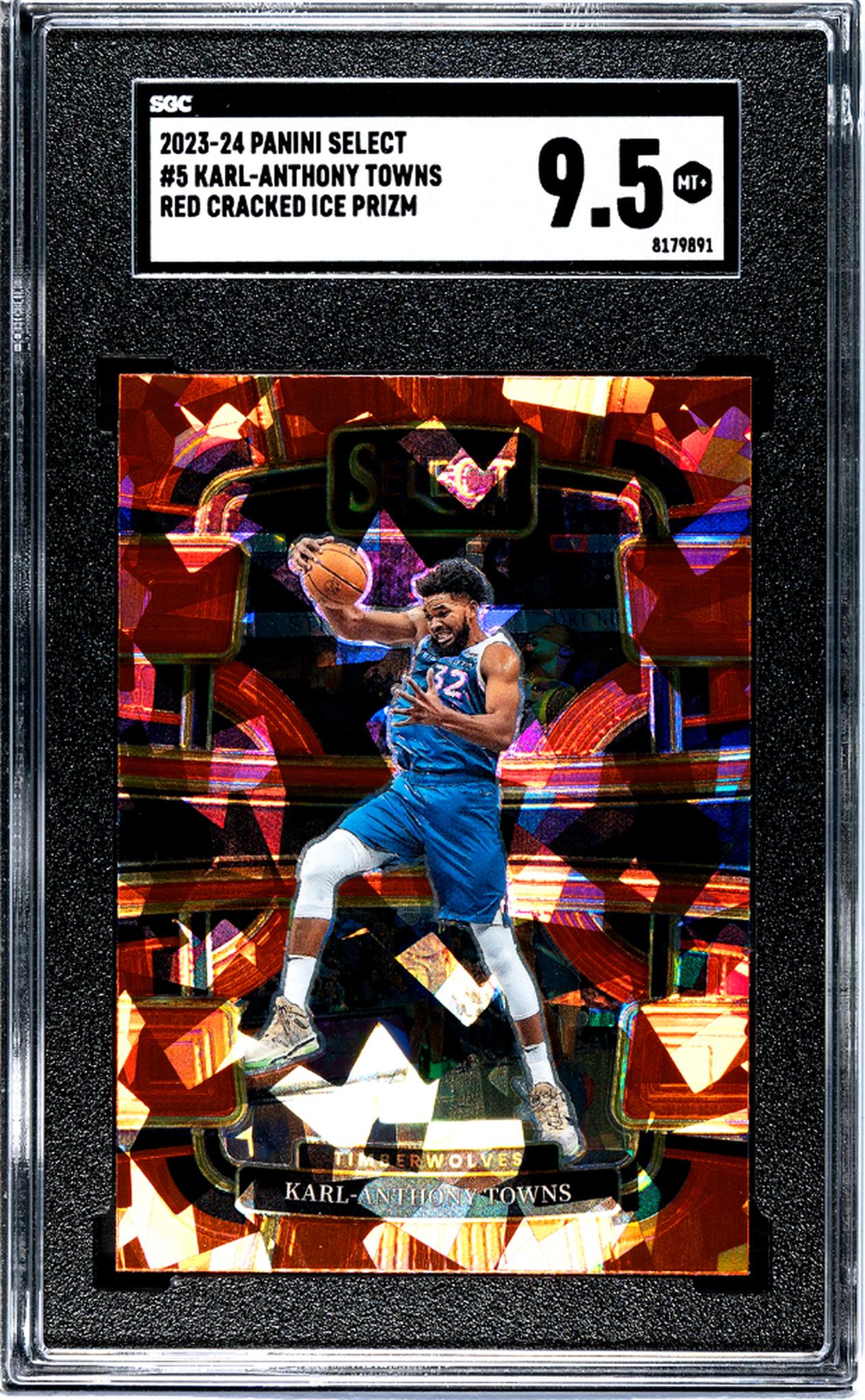 2023-24 Panini Select #5 Karl-Anthony Towns Red Cracked Ice Prizm SGC 9.5