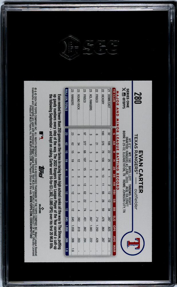 2024 Topps Evan Carter #280 RC SGC 9.5