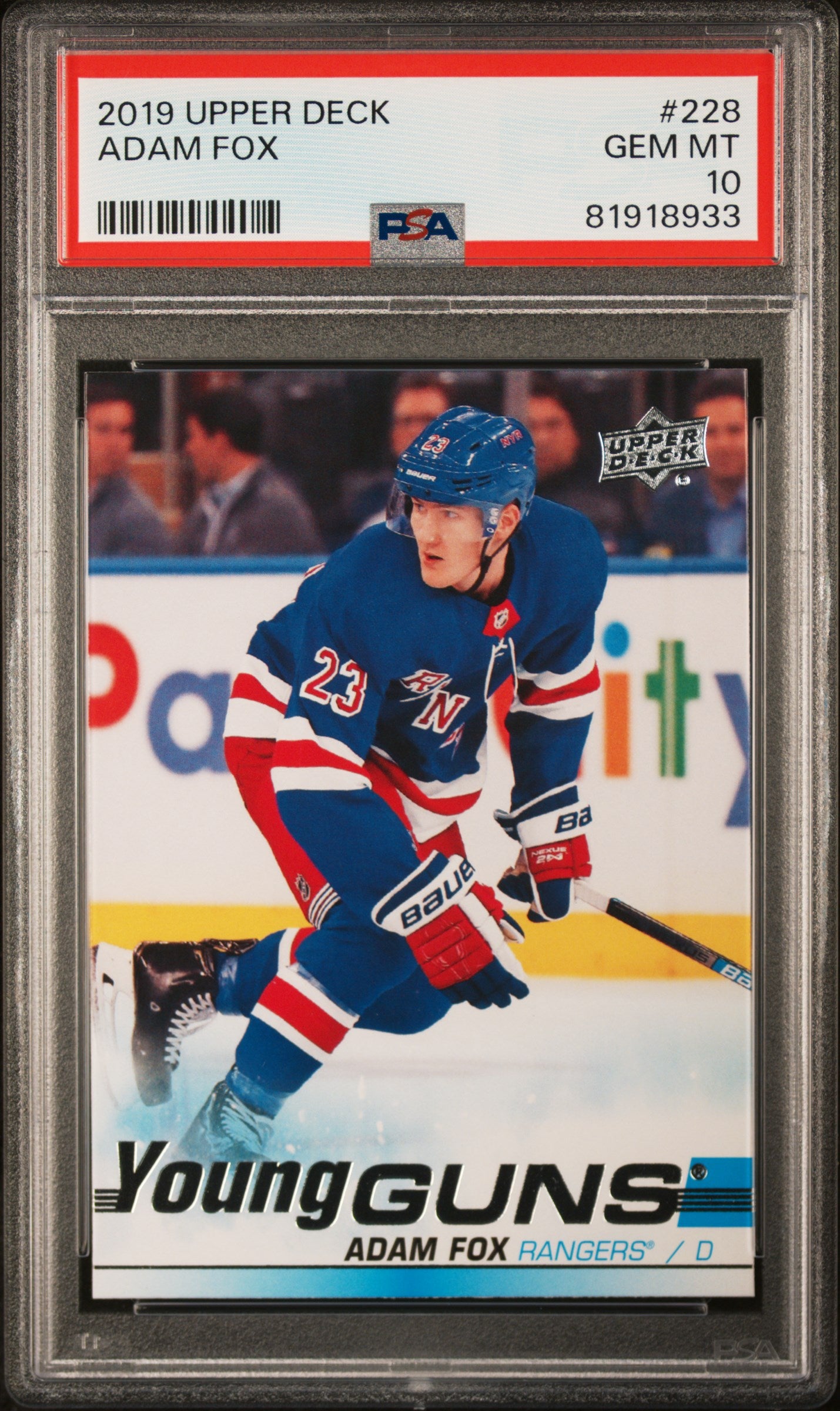 2019 Upper Deck Series 1 Young Guns Adam Fox #228 RC PSA 10