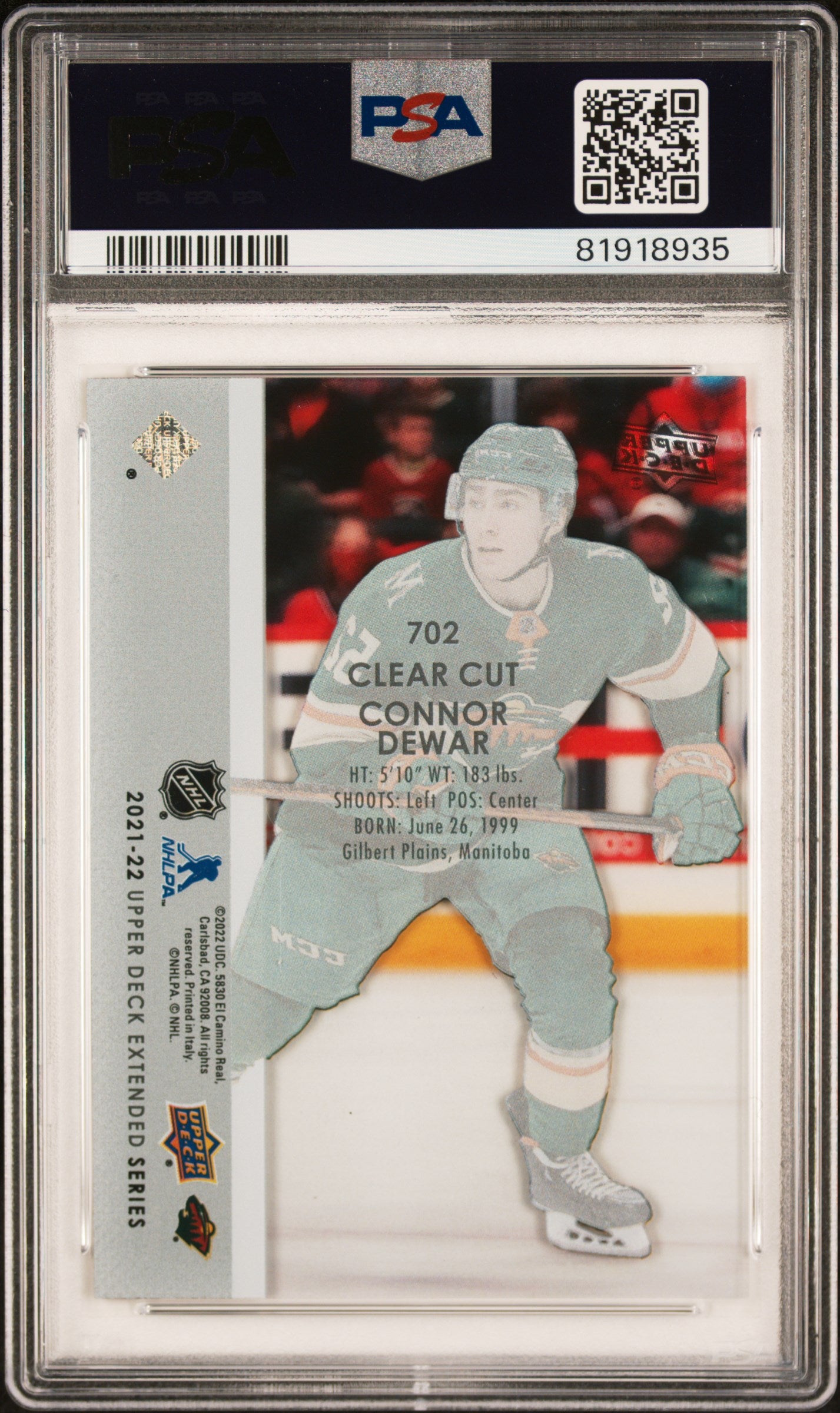 2021 Upper Deck Clear Cut Connor Dewar #702 PSA 9