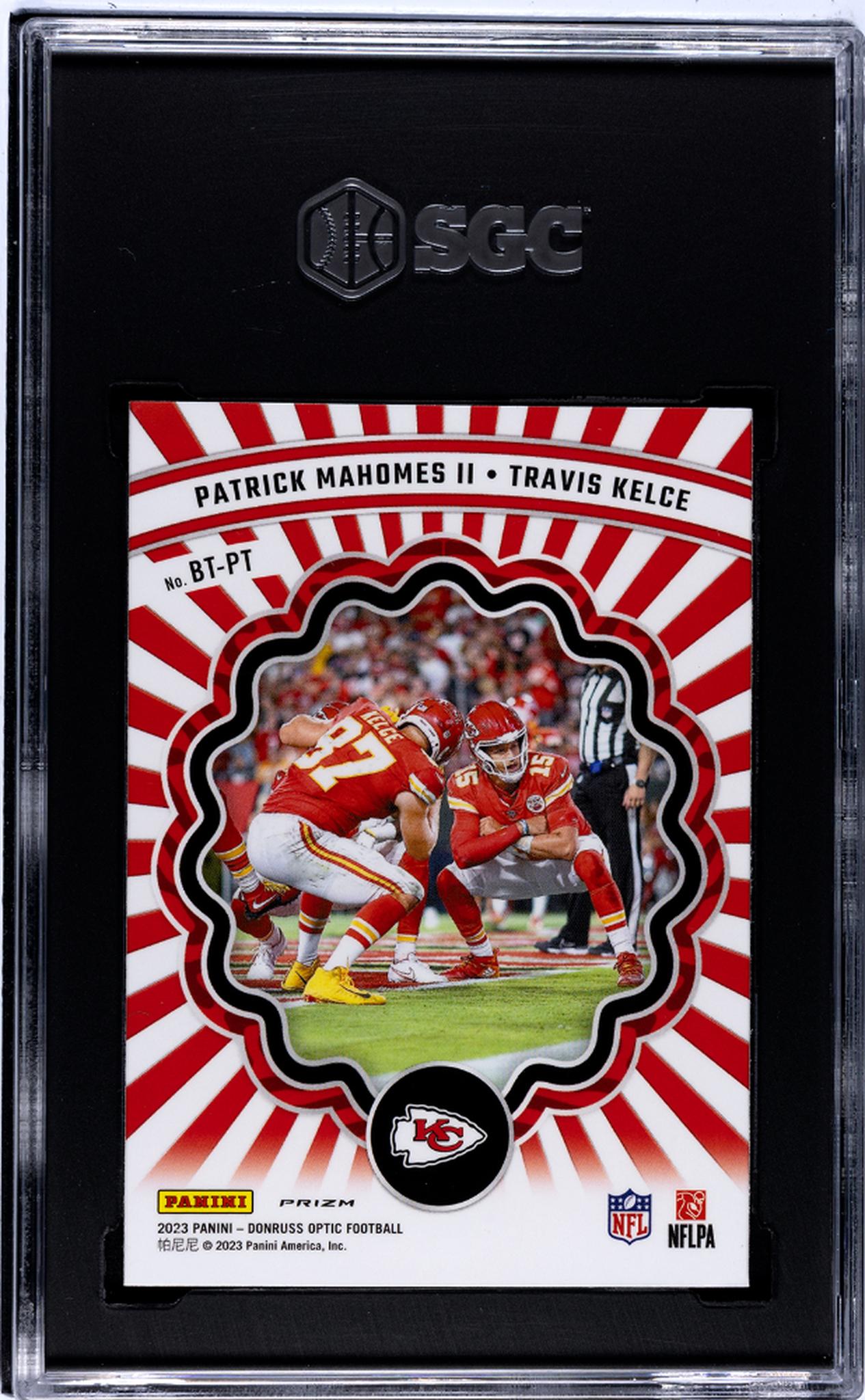 2023 Donruss Optic #BT-PT Patrick Mahomes II Travis Kelce Best Tuddys SGC 10