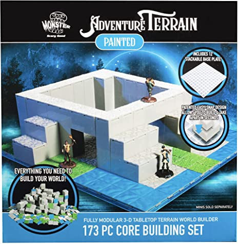 Monster Adventure Terrain 173-Piece Painted Core Building Set with Baseplate