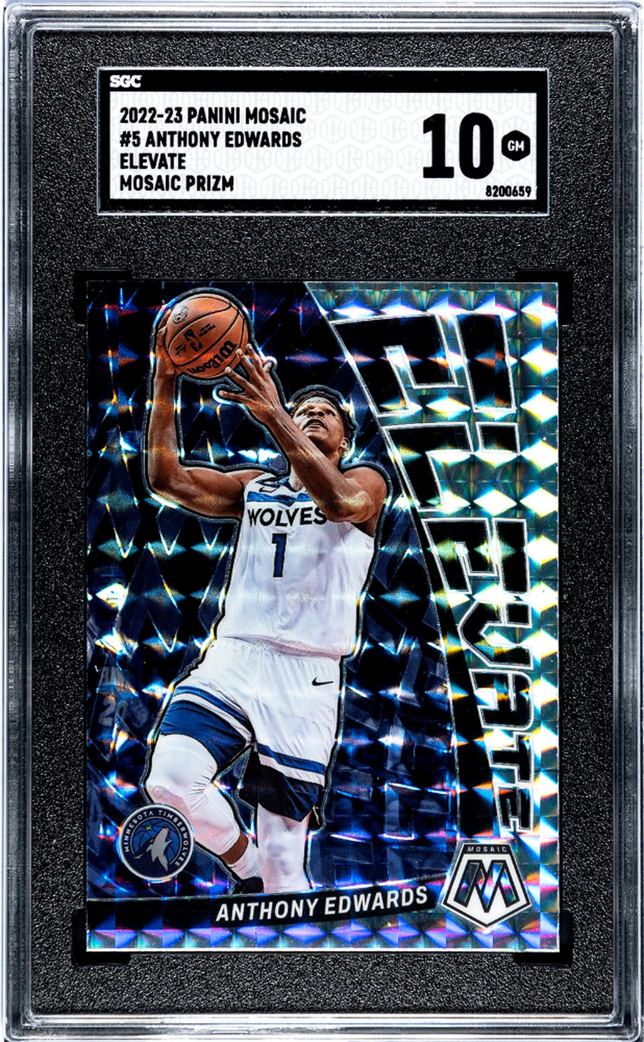 2022-23 Panini Mosaic #5 Anthony Edwards Elevate Mosaic Prizm SGC 10