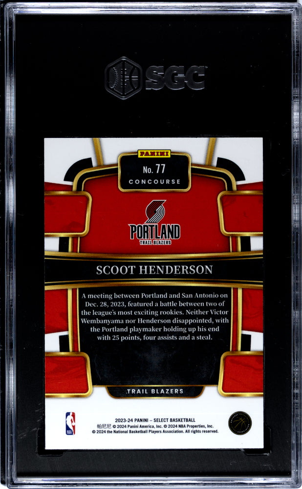 2023 Panini Select Blue Retail Scoot Henderson #77 RC SGC 9.5