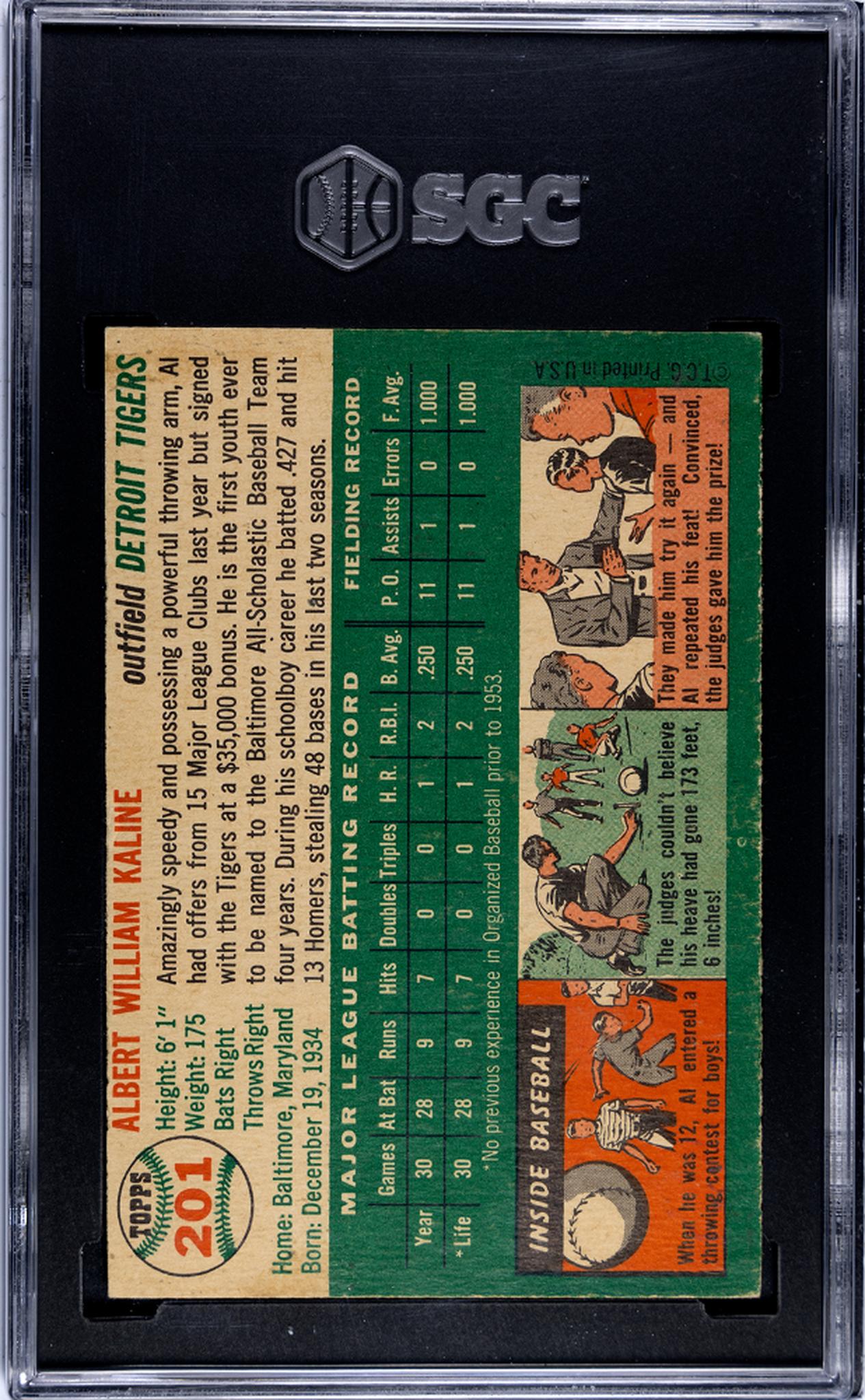 1954 Topps #201 Al Kaline SGC 4.5