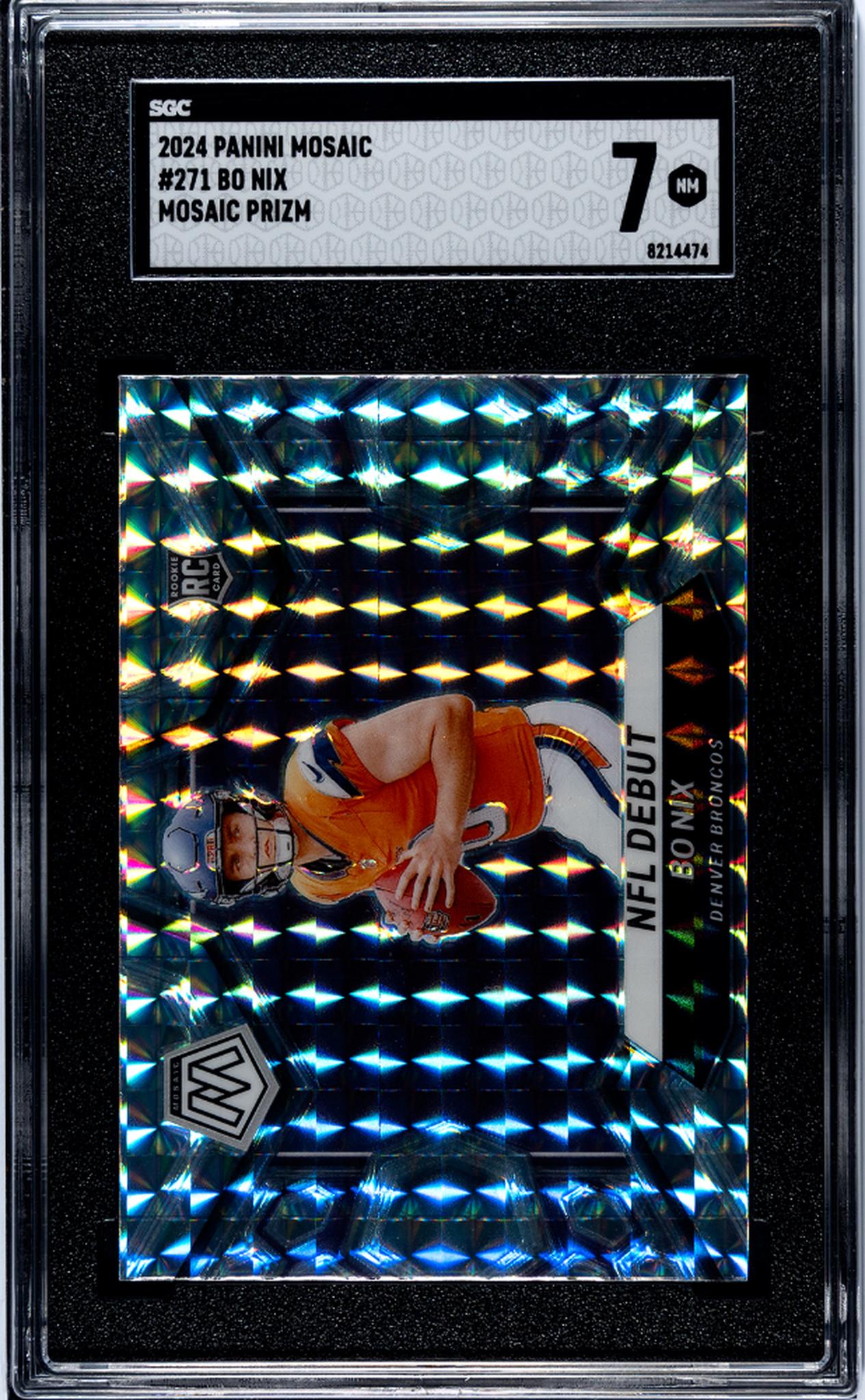 2024 Panini Mosaic Mosaic Prizm Bo Nix #271 RC SGC 7
