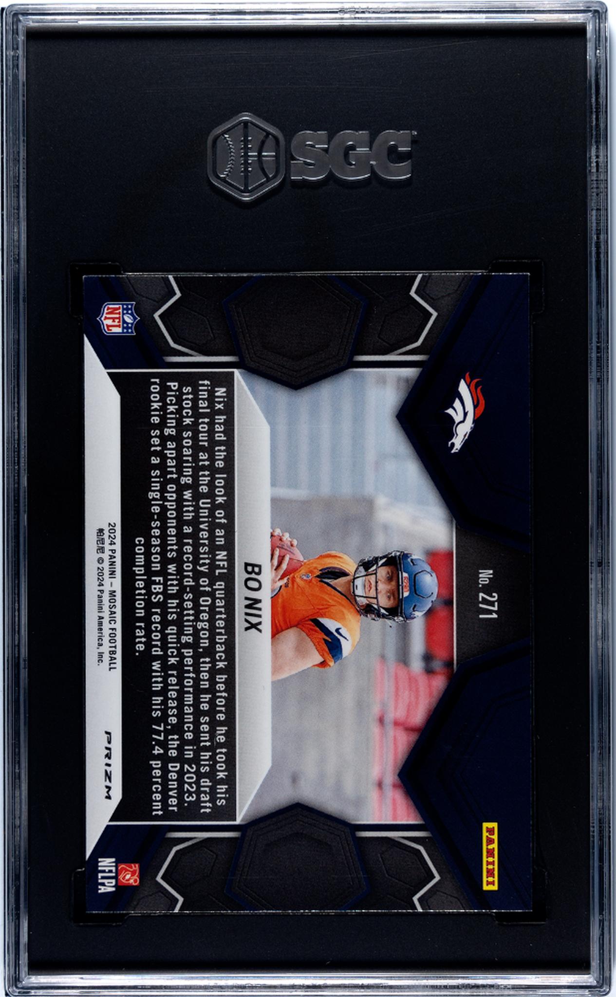 2024 Panini Mosaic Mosaic Prizm Bo Nix #271 RC SGC 7