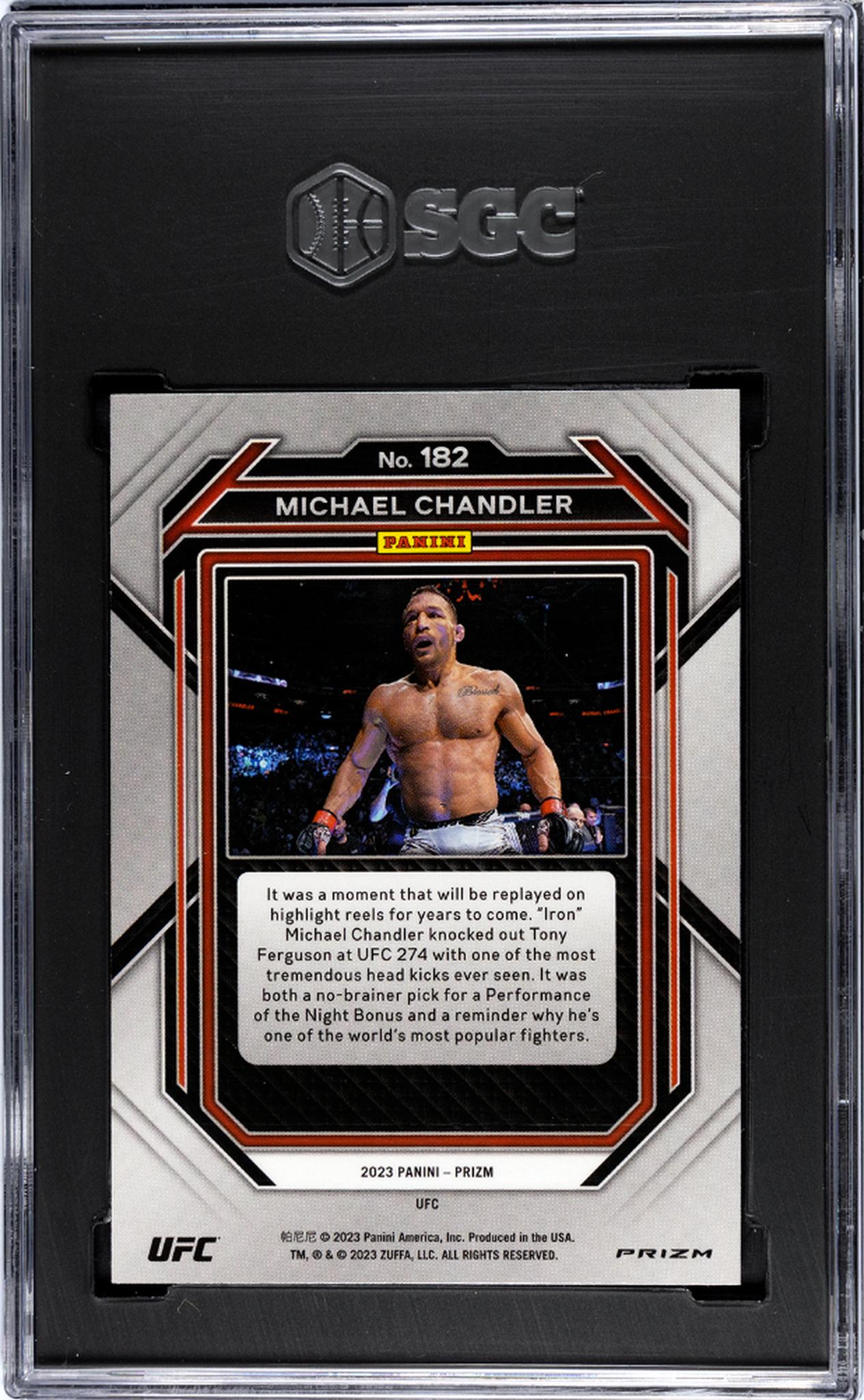 2023 Prizm #182 Michael Chandler Blue Wave Prizm SGC 9