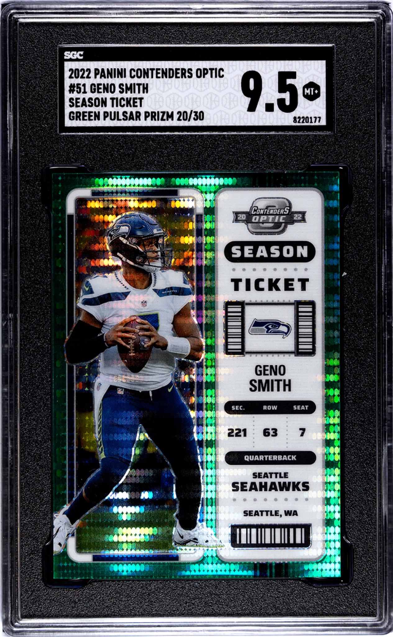 2022 Contenders Optic #51 Geno Smith Season Ticket /30 SGC 9.5