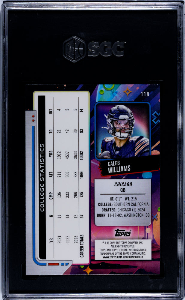 2024 Topps Cosmic Chrome #118 Caleb Williams SGC 10