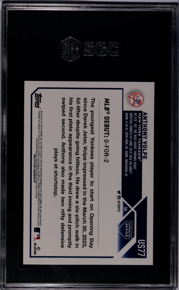 2023 Topps Update #US77 Anthony Volpe SGC 10